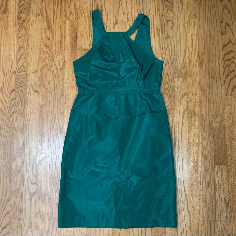 J.Crew Silk Taffeta Halter Midi Dress Emerald Green Size 8 NWT